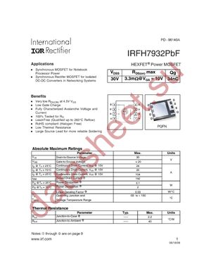 IRFH7932PBF datasheet  